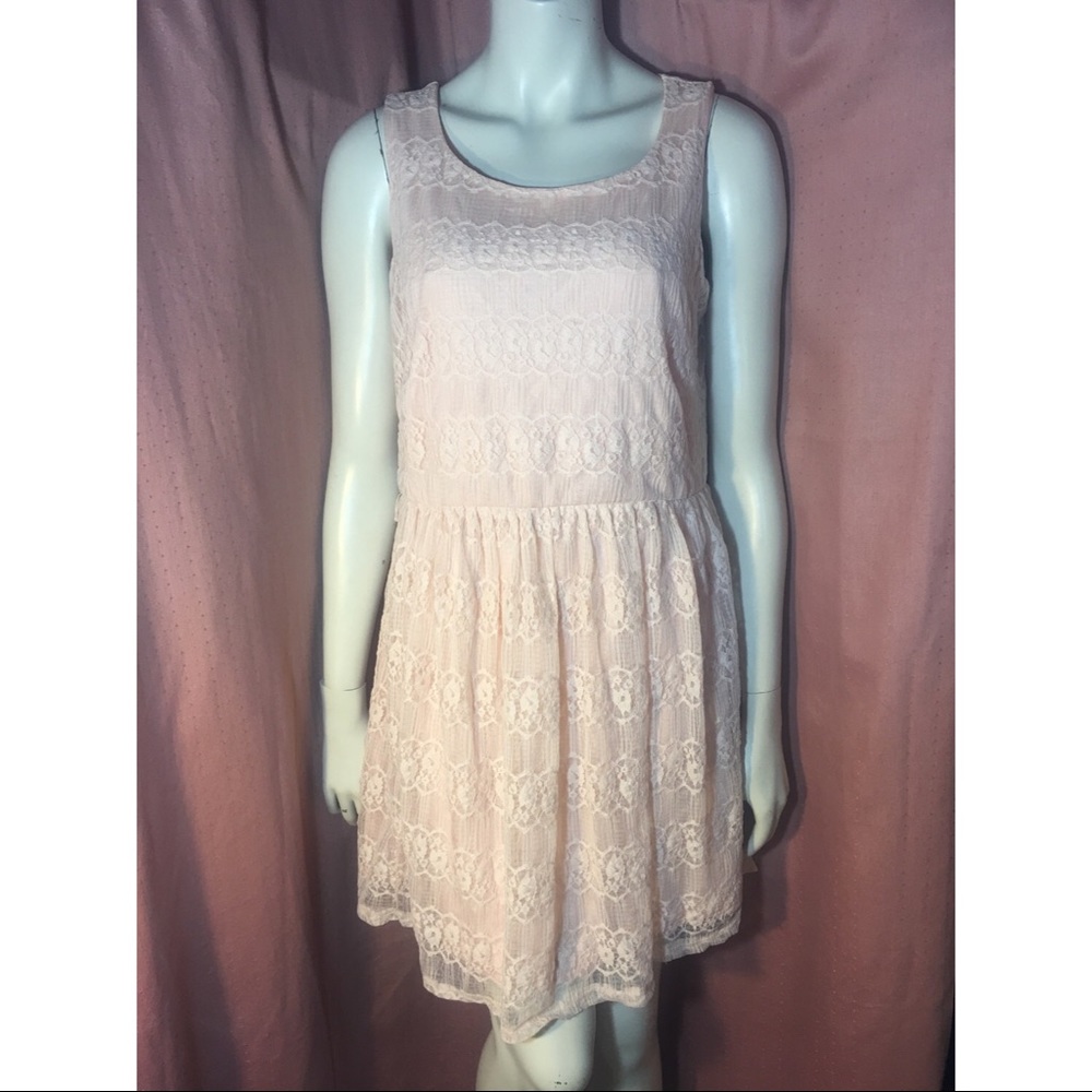 💕Light Pastel Pink Lace Formal Stretchy Dress XL